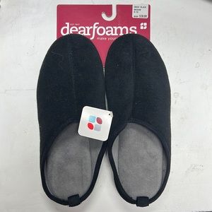 Dearfoams Men’s Medium 9-10 Black Slippers Nonskid Sole
